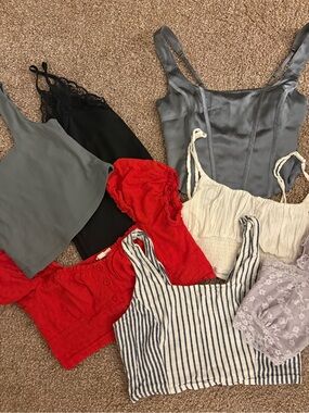 Bundle of 7 Summer Tops - Mixed Colors, Patterns, Styles